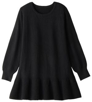 alotta（アロッタ）の「裾フリルニットチュニック（チュニック）」｜ブラック