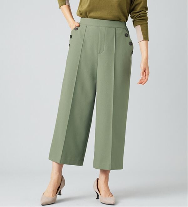 BELLUNA（ベルーナ）の「ウーリッシュ素材釦使いワイドパンツ（ワイドパンツ・ガウチョ）」｜詳細画像
