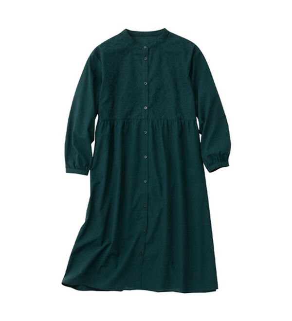 パッと華やぐ繊細刺しゅうの大人シャツワンピース - ベルーナ