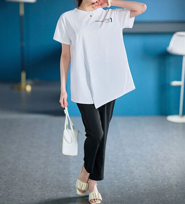 RANAN（ラナン）の「【接触冷感】ロゴプリントチュニックTシャツ（Tシャツ）」｜詳細画像