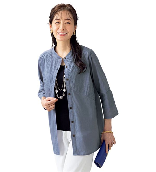 ルフラン（ルフラン）の「【２色組】ピンタック切替ブラウスジャケット＜ロネッサ＞（シャツ）」｜詳細画像