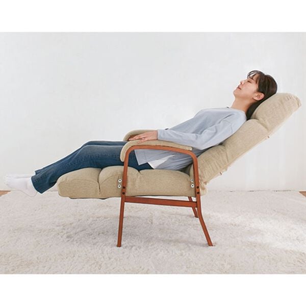 「脚までくつろぐ高さが調整できるレバー式高座椅子（椅子・チェア・スツール）」｜詳細画像