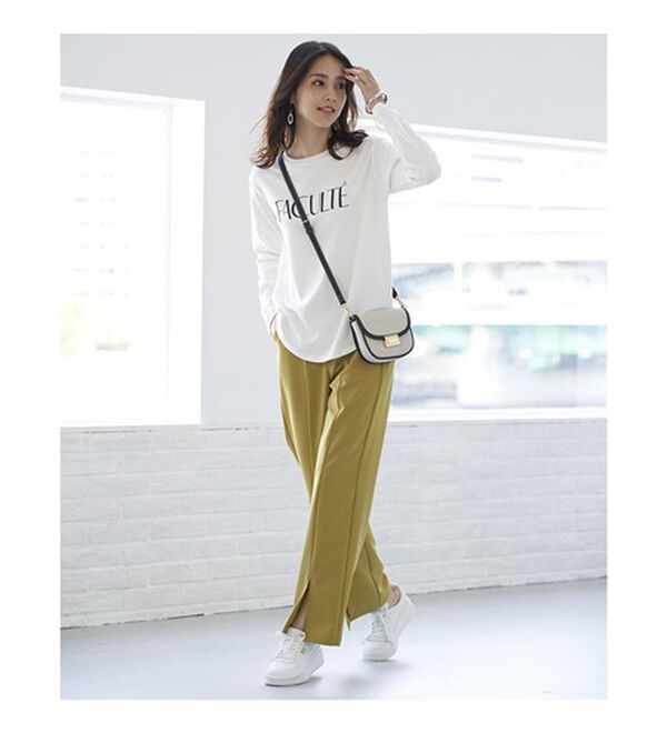 BELLUNA（ベルーナ）の「錯覚美脚！裾スリットセミワイドパンツ（フルレングスパンツ）」｜詳細画像