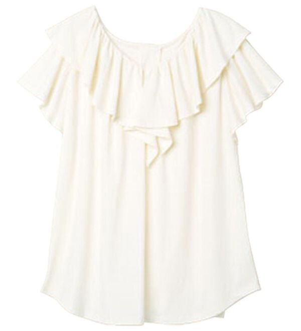 RANAN（ラナン）の「ひんやり！綿１００％フリル衿カットソープルオーバー（カットソー）」｜詳細画像