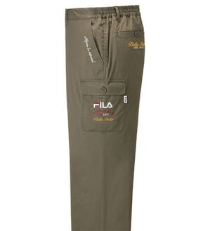 「＜フィラ＞裏フリース暖かカーゴパンツ（メンズフルレングスパンツ）」｜カーキ