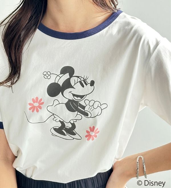 GeeRA（ジーラ）の「【Disney/ディズニー】別注/Mickey Mouse＆Minnie Mouse/リンガープリントTシャツ（カットソー）」｜詳細画像
