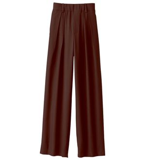 BELLUNA（ベルーナ）の「お腹スッキリ！ダブルインタックワイドパンツ（フルレングスパンツ）」｜ダークブラウン
