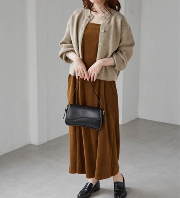 RANAN（ラナン）の「畦ニットカーデ&times;ベロアキャミワンピ（ロングワンピース）」｜詳細画像