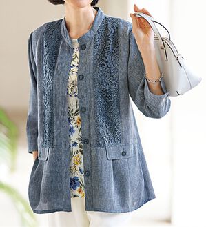 BELLUNA（ベルーナ）の「旅行にピッタリ！着回しできるレース切替アンサンブル（シャツ）」｜詳細画像