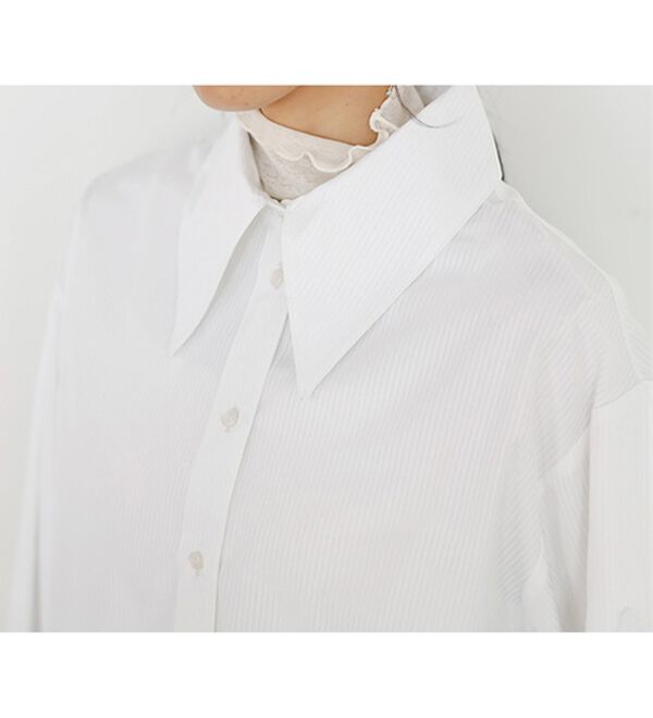 GeeRA（ジーラ）の「ストライプ柄衿付ショート丈シャツ（シャツ）」｜詳細画像