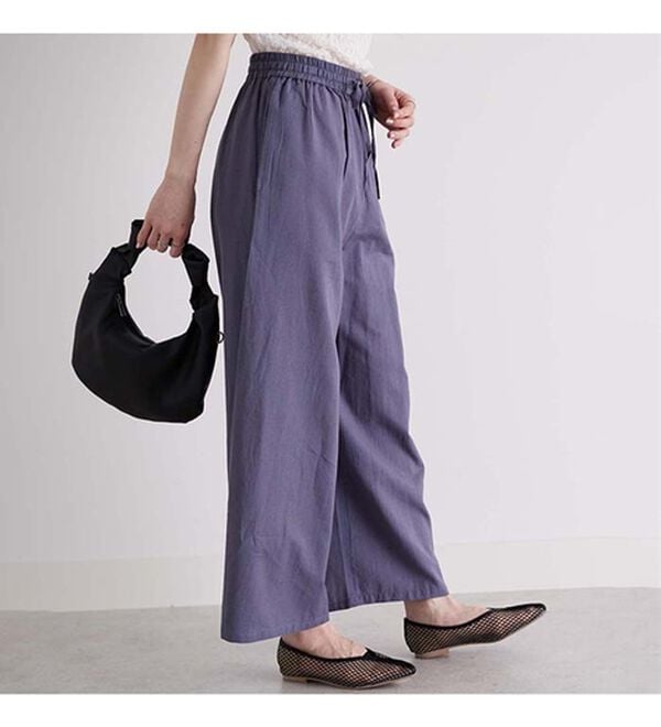 GeeRA（ジーラ）の「麻入りリラックスワイドパンツ（ワイドパンツ・ガウチョ）」｜詳細画像