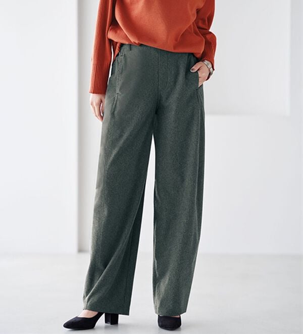 BELLUNA（ベルーナ）の「＜＆ｃｏｃｏｃｈｉ＞ウーリッシュジャージーバレルパンツ（ワイドパンツ・ガウチョ）」｜詳細画像