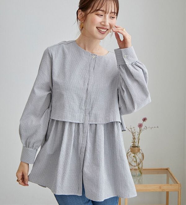 GeeRA（ジーラ）の「羽織にもなる！ペプラムシャツチュニック（チュニック）」｜詳細画像