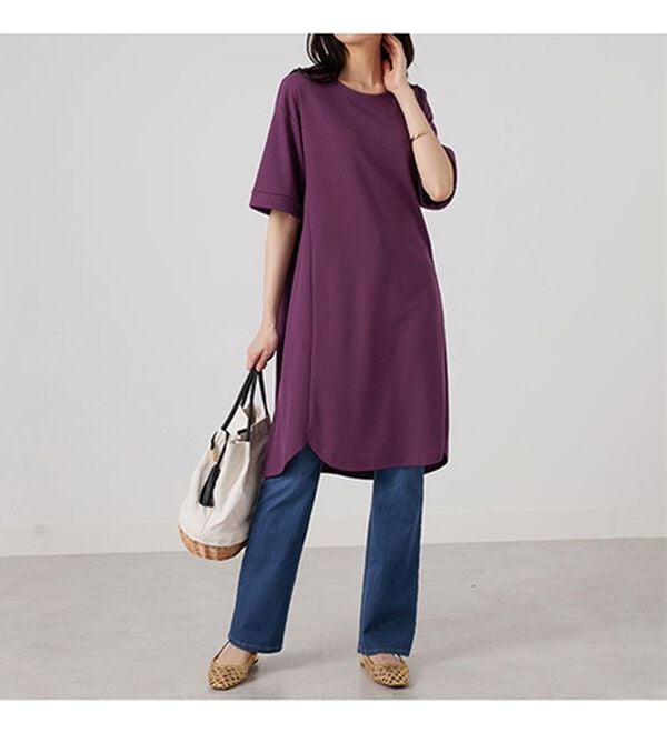 BELLUNA（ベルーナ）の「かのこ素材裾ラウンドチュニックワンピース（チュニックワンピース）」｜詳細画像