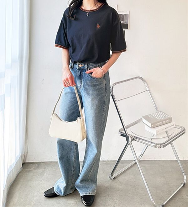 GeeRA（ジーラ）の「【ＵＳ．ＰＯＬＯ．ＡＳＳＮ】ライン配色Ｔシャツ（Tシャツ）」｜詳細画像