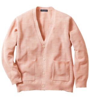 「＜コムルヴァン・オム＞サマーメランジ涼やかカーディガン（メンズカーディガン）」｜メランジサーモン