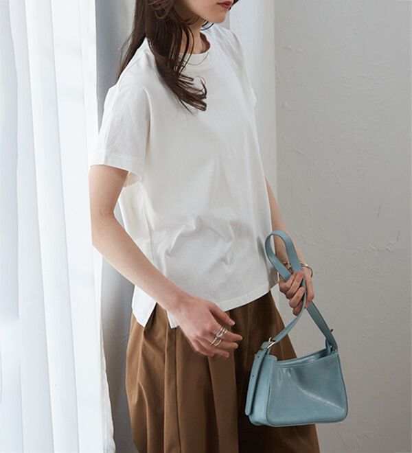 RANAN（ラナン）の「【選べる袖丈】ひんやり！＜BC＞綿100％プチハイネックＴシャツ（カットソー）」｜詳細画像