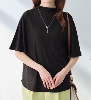 alotta（アロッタ）の「上品フレアー袖リブＴシャツ（カットソー）」｜ブラック