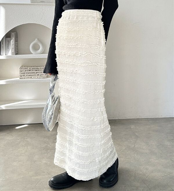 GeeRA（ジーラ）の「すっきりオシャレ見え！ジャカードレースタイトスカート（ロングスカート）」｜詳細画像