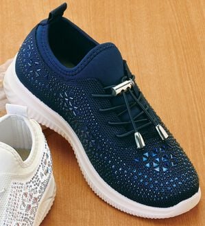 ルフラン（ルフラン）の「ビジュー付きレースアップスニーカー（スニーカー）」｜ネイビー