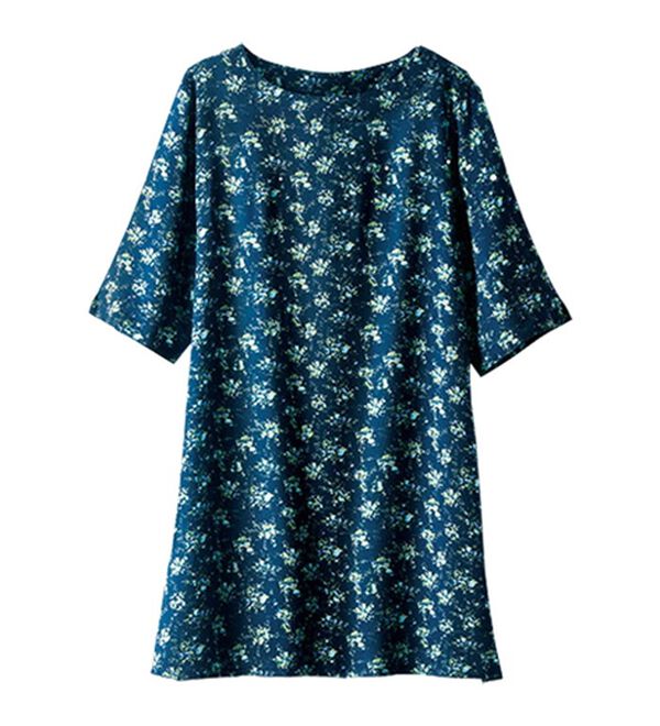 BELLUNA（ベルーナ）の「レーヨンプリント肩ボタン使いチュニック（チュニック）」｜詳細画像