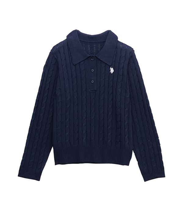 RANAN（ラナン）の「＜U.S.POLO ASSN.＞刺繍長袖ケーブルポロニット（ニット・セーター）」｜詳細画像