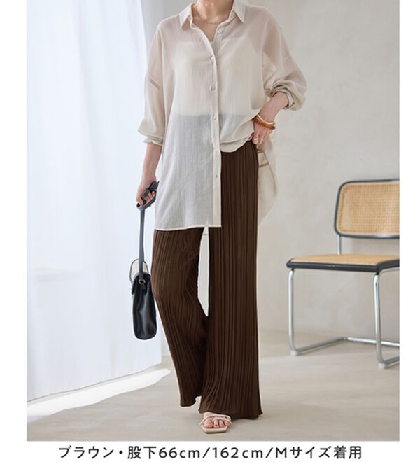 Viola e Viola（ヴィオラ エ ヴィオラ）の「着心地楽ちん！さらっと軽やかプリーツパンツ（フルレングスパンツ）」｜詳細画像