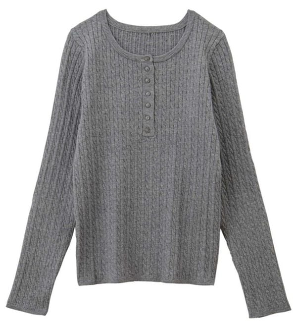 GeeRA（ジーラ）の「ミニケーブルヘンリーネックリブニット（ニット・セーター）」｜詳細画像