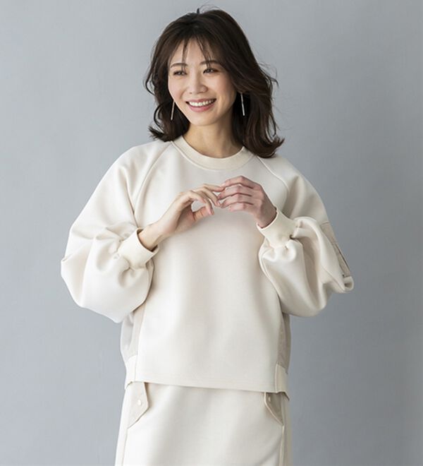 BELLUNA（ベルーナ）の「【ＳＭＡＲＴ　ＥＣＯ　ＪＥＲＳＥＹ】異素材切替プルオーバー（カットソー）」｜詳細画像