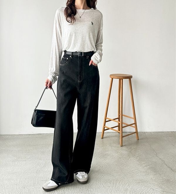 GeeRA（ジーラ）の「ハイウエストストレートデニム（ワイドパンツ・ガウチョ）」｜詳細画像