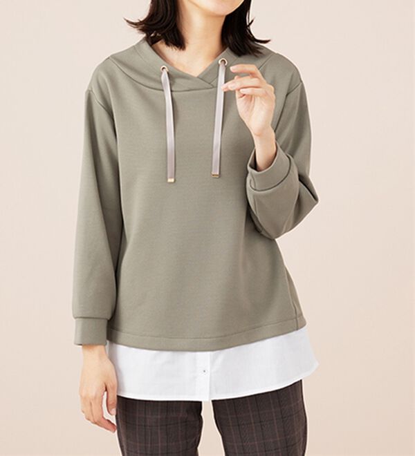 BELLUNA（ベルーナ）の「ワイドネックデザインシャツ切替チュニック（チュニック）」｜詳細画像