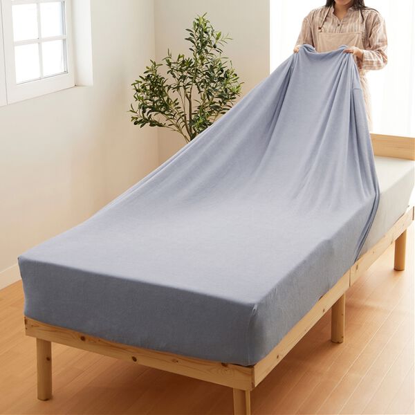 iellio（イエリオ）の「タオル地綿１００％フィットシーツ＜ベッドシーツ・敷布団カバー・ボックスシーツ・のびのび・ぴったり＞（敷布団カバー・シーツ）」｜詳細画像