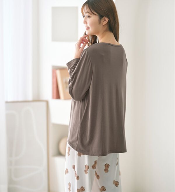 YU'NOW（ユナウ）の「【上下２点セット】ゆったりレーヨンブレンドハラマキパジャマ（パジャマ・ルームウェア）」｜詳細画像