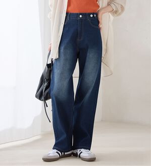 Viola e Viola（ヴィオラ エ ヴィオラ）の「【ストレッチ】隠しゴムで見た目すっきり楽ちんデニム（フルレングスパンツ）」｜接触冷感ヴィンテージネイビー