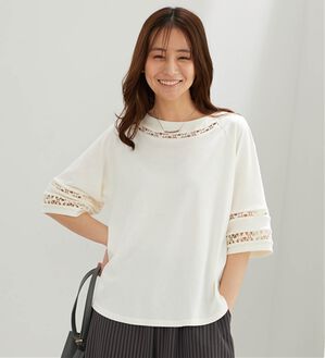 BELLUNA（ベルーナ）の「衿＆袖ハシゴレース使いプルオーバー（カットソー）」｜アイボリー