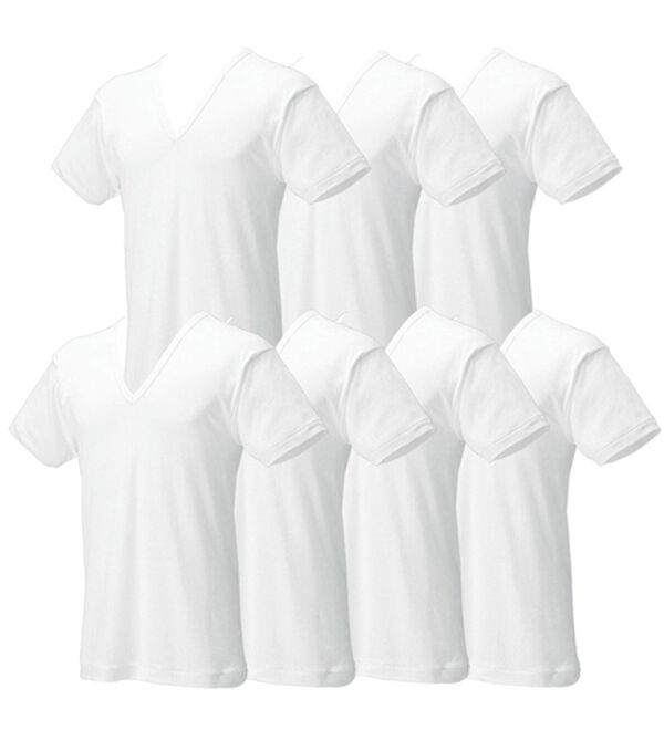 「＜グンゼ＞爽快ドライ（Ｒ）インナー１週間パック（メンズ肌着・インナーウェア）」｜ホワイト半袖V首7枚組