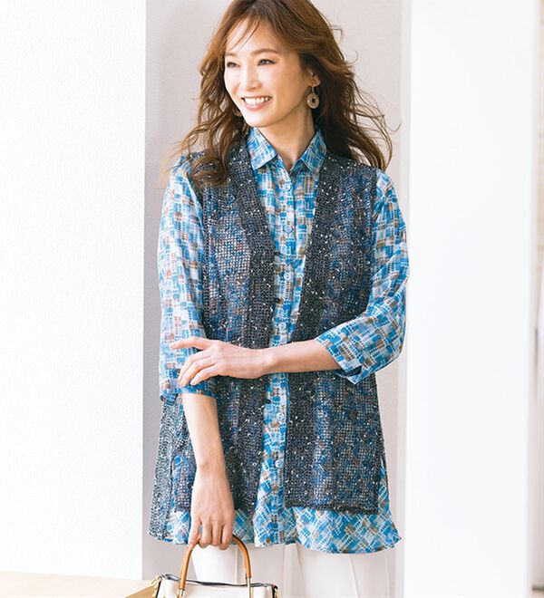 ルフラン（ルフラン）の「上品ブラウス&times;ニットベスト（アンサンブル）」｜詳細画像