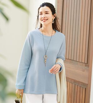 LAVIENNE（ラヴィエンヌ）の「チクチクしにくいニット見えプルオーバー（ニット・セーター）」｜空色