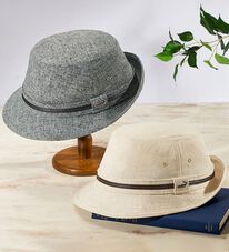 「＜クロコダイル＞高島生地麻入りダンディハット（メンズ帽子）」