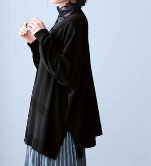 RANAN（ラナン）の「洗える！キレイ見え！ワイドシルエットＶネックカーディガン（ニットカーディガン）」｜ブラック