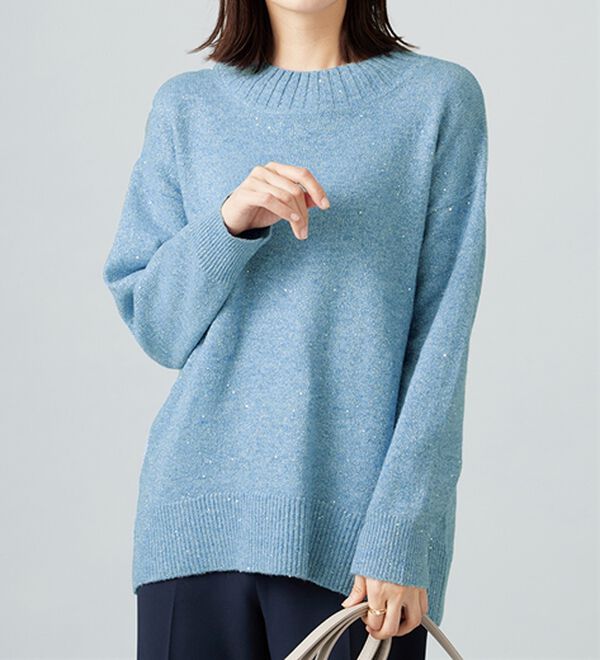 BELLUNA（ベルーナ）の「ラメ調バックスリットニットプルオーバー（ニット・セーター）」｜詳細画像