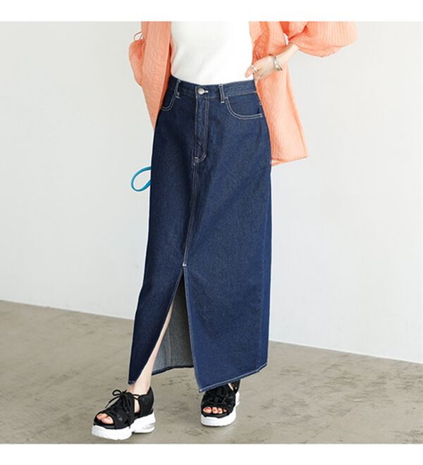 GeeRA（ジーラ）の「フロントスリットナローデニムスカート（ロングスカート）」｜詳細画像