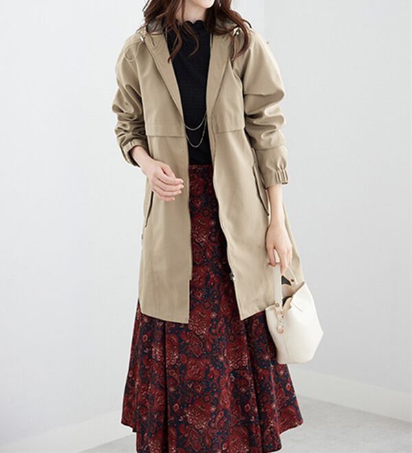 BELLUNA（ベルーナ）の「はっ水加工ボンディング素材ロング丈パーカー（ロングコート）」｜詳細画像