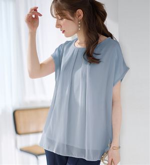 alotta（アロッタ）の「【接触冷感】機能付インナーシフォンブラウス（ブラウス）」｜ラベンダーブルー