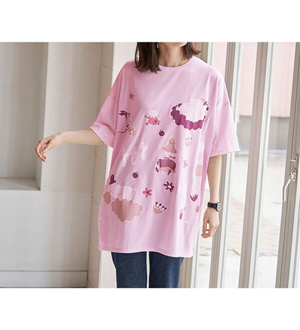 BELLUNA（ベルーナ）の「ムーミンプリントビックＴシャツ（Tシャツ）」｜詳細画像