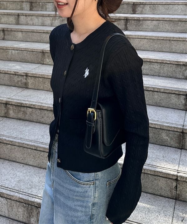 RANAN（ラナン）の「＜Ｕ．Ｓ．Ｐ＞ゴールド調ボタン刺繍ケーブルカーディガン（ニット・セーター）」｜詳細画像