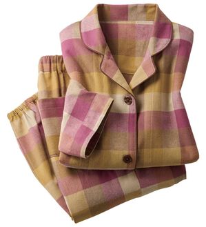 LAVIENNE（ラヴィエンヌ）の「綿１００％ふんわり柔か微起毛パジャマ（パジャマ・ルームウェア）」｜パープルブロックチェック