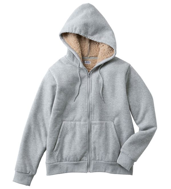 「＜シンプル＆プラス＞裏ボアパーカー（メンズパーカー）」｜杢グレー