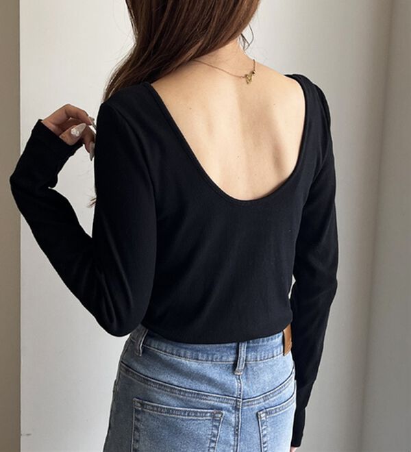 GeeRA（ジーラ）の「バックオープンリブトップス（カットソー）」｜詳細画像