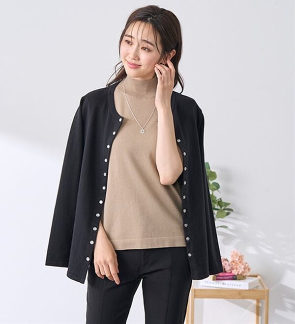 BELLUNA（ベルーナ）の「【選べるデザイン】Ｔシャツが苦手な方に！ひんやり綿混ニットＴ（ニット・セーター）」｜詳細画像